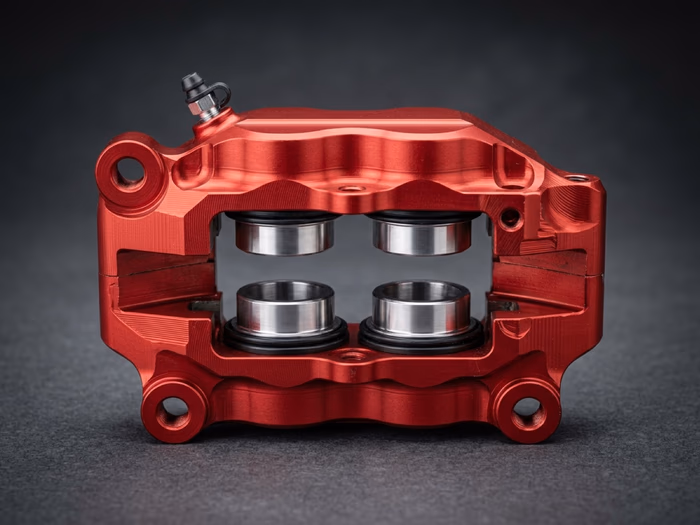 Monoblock-Bremszange in Detail